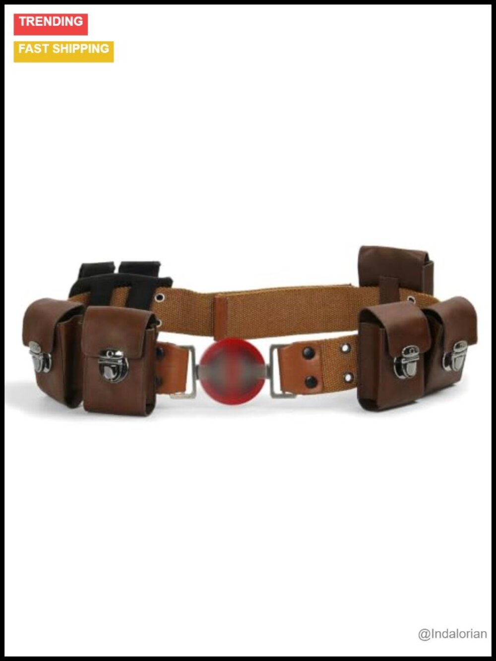 Adult Men Wade Costume Belt PU Leather 6 Pouches Holster Sword Harness Cosplay